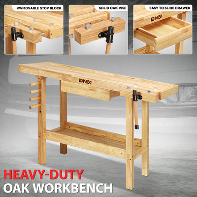 49.6 L x 19.6 W x 24.4 in. H Wood Workbench <br> w/ Additional Drawer