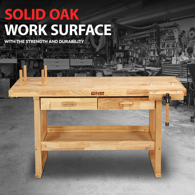 59.84 L x 24.4 W x 32.28 in. H Wood Workbench <br> w/ 2 Additional Drawer