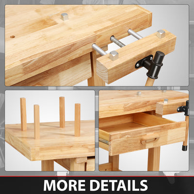59.84 L x 24.4 W x 32.28 in. H Wood Workbench <br> w/ 2 Additional Drawer