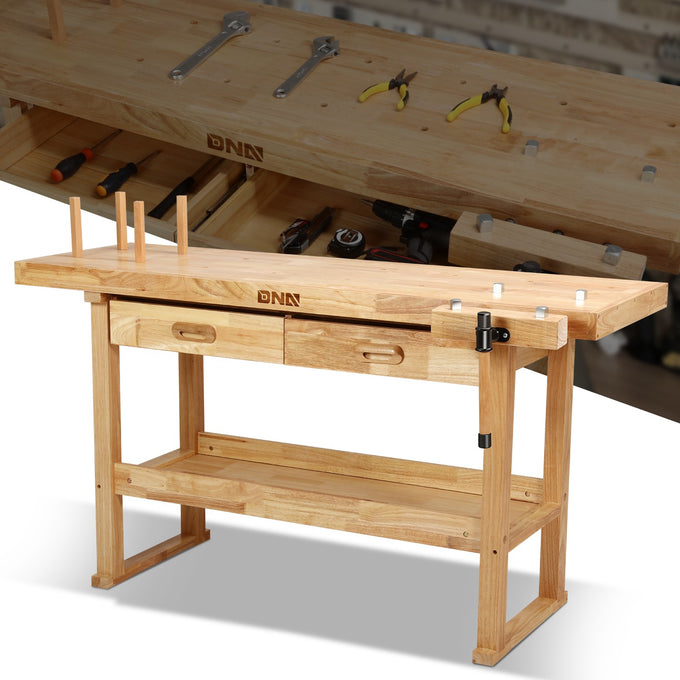 59.84 L x 24.4 W x 32.28 in. H Wood Workbench <br> w/ 2 Additional Drawer