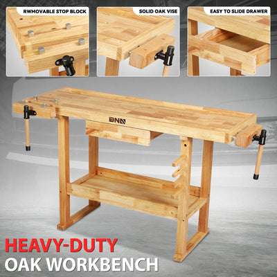 59.8 L x 24.4 W x 33.66 in. H Wood Workbench <br> w/ Additional Drawer