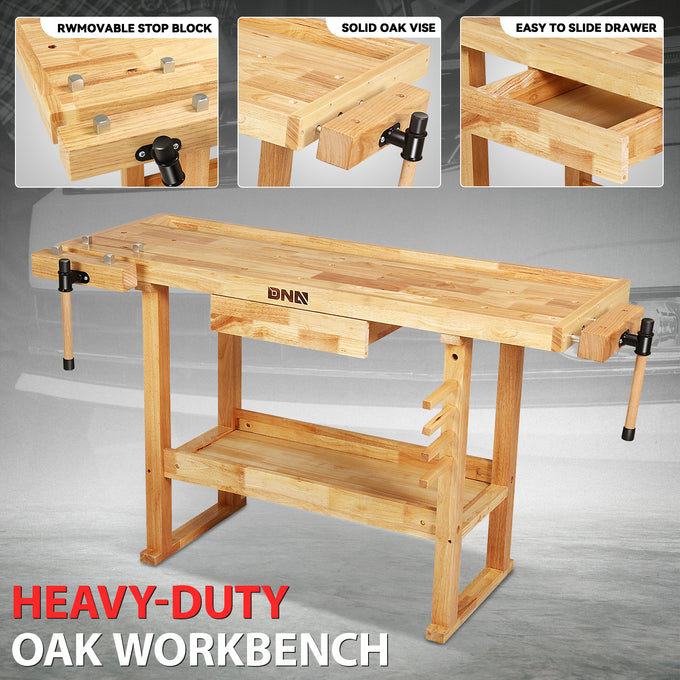 59.8 L x 24.4 W x 33.66 in. H Wood Workbench <br> w/ Additional Drawer