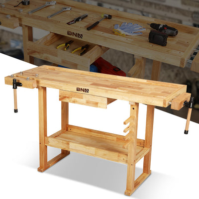 59.8 L x 24.4 W x 33.66 in. H Wood Workbench <br> w/ Additional Drawer