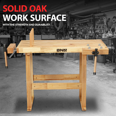 39.3 L x 24.4 W x 19.6 in. H Wood Workbench <br> w/ 2 Adjustable Rotating