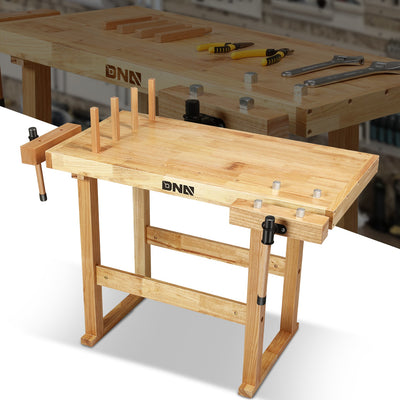 39.3 L x 24.4 W x 19.6 in. H Wood Workbench <br> w/ 2 Adjustable Rotating