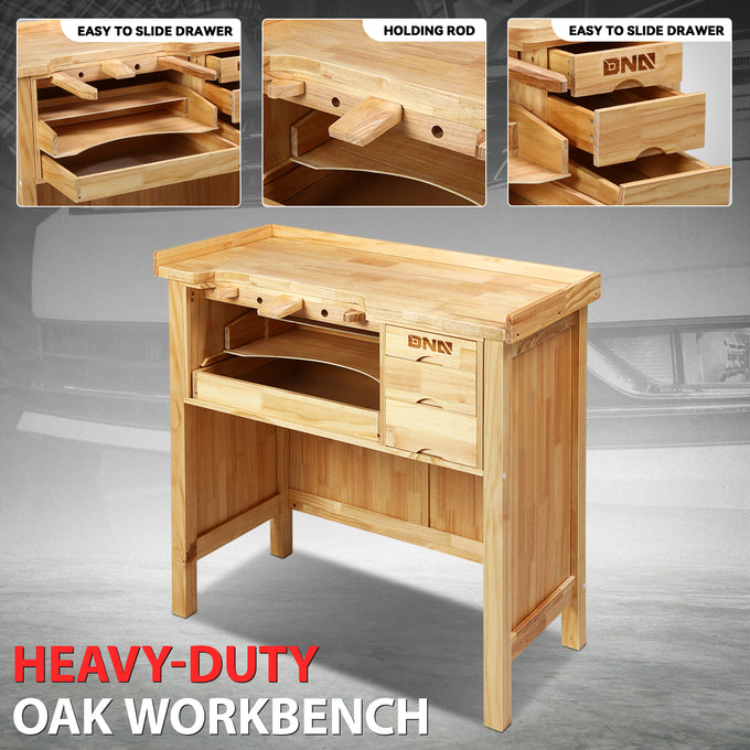 38.97 L x 19.68 in. W x 38.9 in. H Wood Workbench <br> w/ Additional 3 Drawers