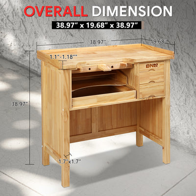 38.97 L x 19.68 in. W x 38.9 in. H Wood Workbench <br> w/ Additional 3 Drawers