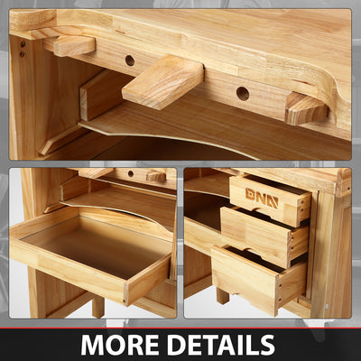 38.97 L x 19.68 in. W x 38.9 in. H Wood Workbench <br> w/ Additional 3 Drawers