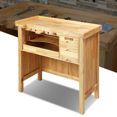 38.97 L x 19.68 in. W x 38.9 in. H Wood Workbench <br> w/ Additional 3 Drawers