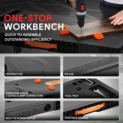 37 L x 18.9 in. W 5-in-1 portable workbench <br> w/4 Casters