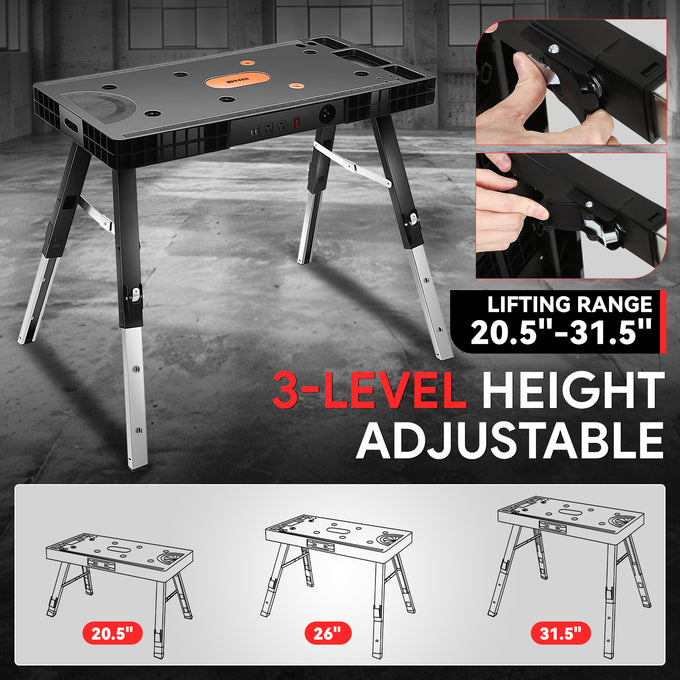 37 L x 18.9 in. W 5-in-1 portable workbench <br> w/4 Casters
