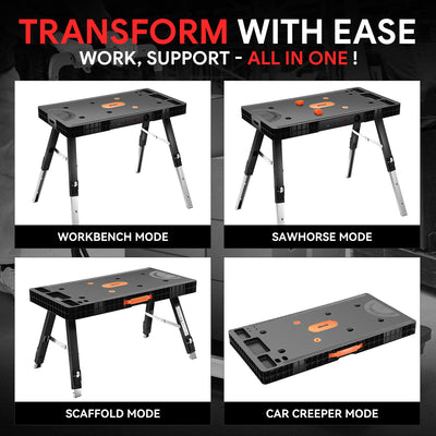 37 L x 18.9 in. W 5-in-1 portable workbench <br> w/4 Casters