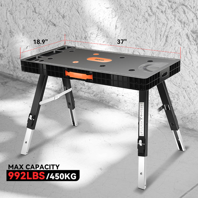 37 L x 18.9 in. W 5-in-1 portable workbench <br> w/4 Casters