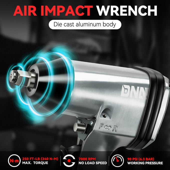 17Pcs 1/2 in. Drive 7000 RPM Air Impact Wrench Set