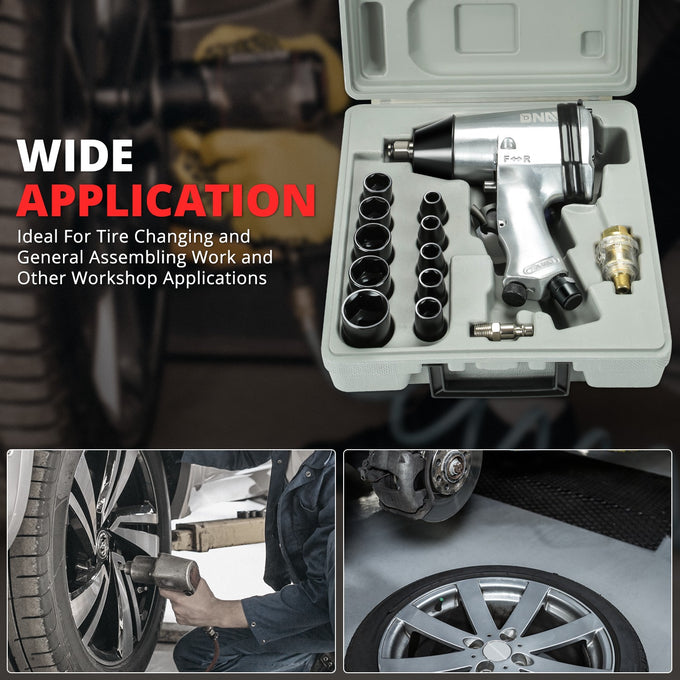 17Pcs 1/2 in. Drive 7000 RPM Air Impact Wrench Set