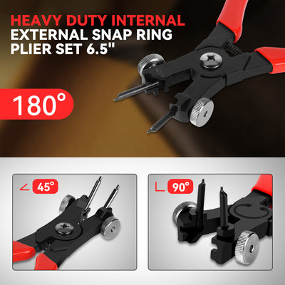 6.5 in. Multiple Angle Adjustment Snap Ring Plier Set