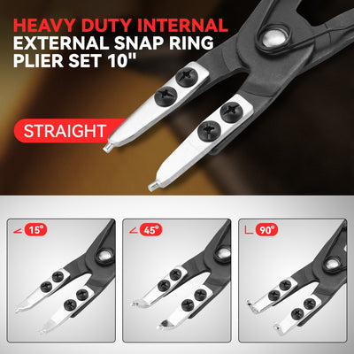 2Pcs 10 in. Multiple Angle Circlip Plier Set w/Case
