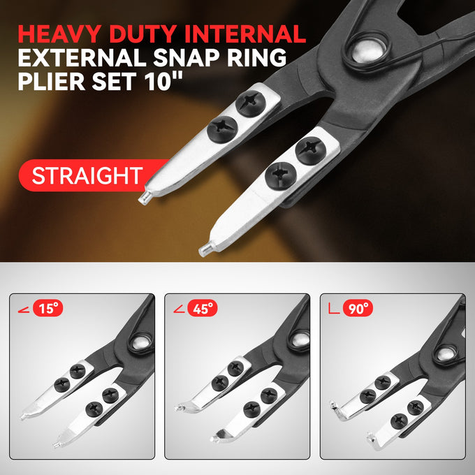 2Pcs 10 in. Multiple Angle Circlip Plier Set w/Case