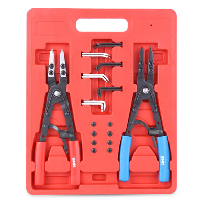 2Pcs 10 in. Multiple Angle Circlip Plier Set w/Case