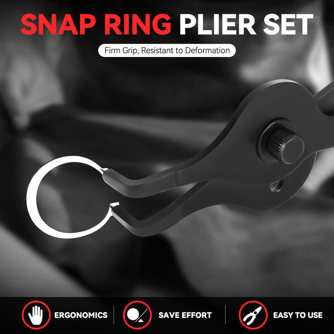 11Pcs Non-Slip Handle Straight Bent Snap Ring Plier Set
