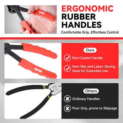 11Pcs Non-Slip Handle Straight Bent Snap Ring Plier Set