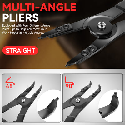 2Pcs 16 in. Snap Ring Pliers Kit w/8Pcs Angle Tip