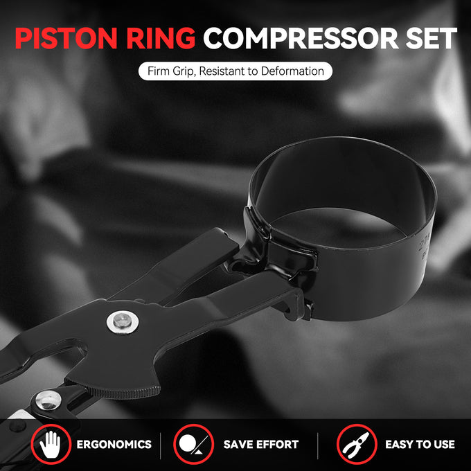 9Pcs Piston Ring Compressor Set w/ Pliers+Case