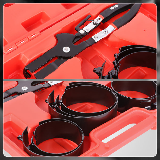 9Pcs Piston Ring Compressor Set w/ Pliers+Case
