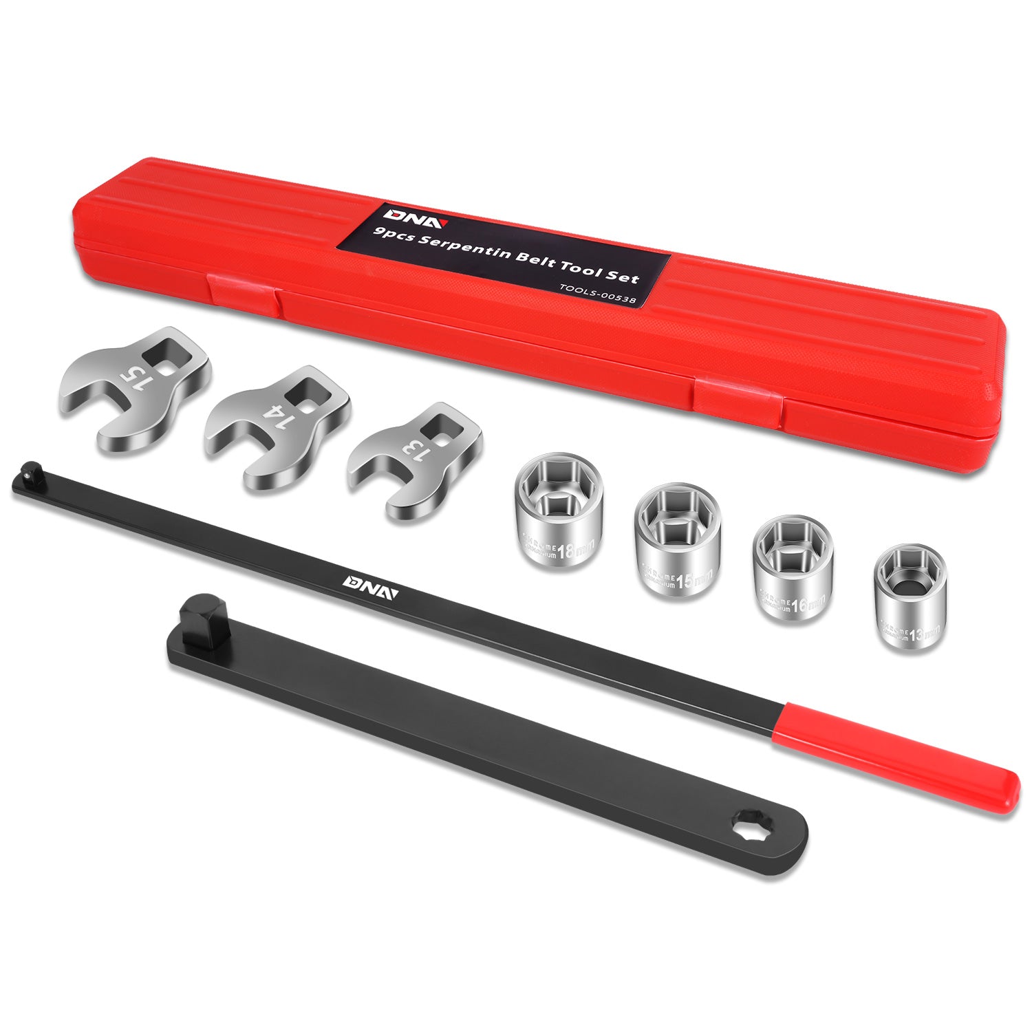 9PCS Remove-Install Pulley Serpentine Belt Tool Set