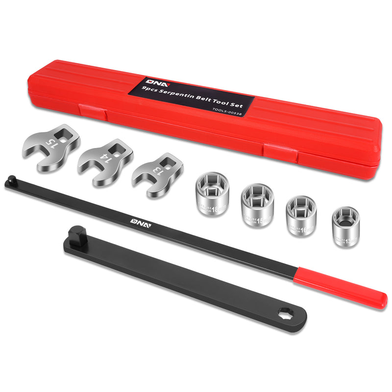9PCS Remove-Install Pulley Serpentine Belt Tool Set