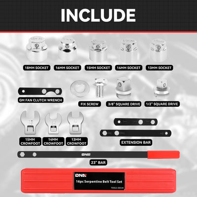 14PCS Remove-Install Pulley Serpentine Belt Tool Set