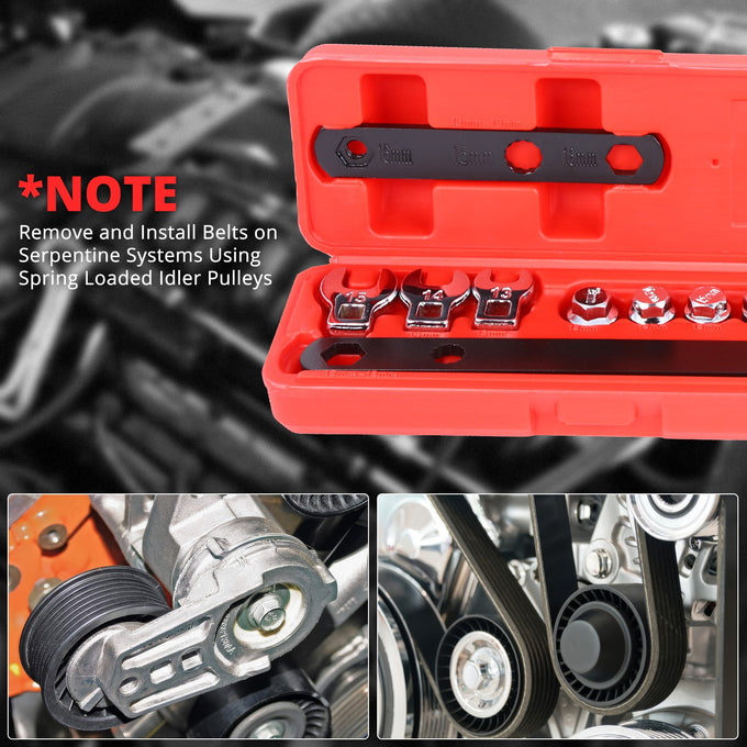 14PCS Remove-Install Pulley Serpentine Belt Tool Set
