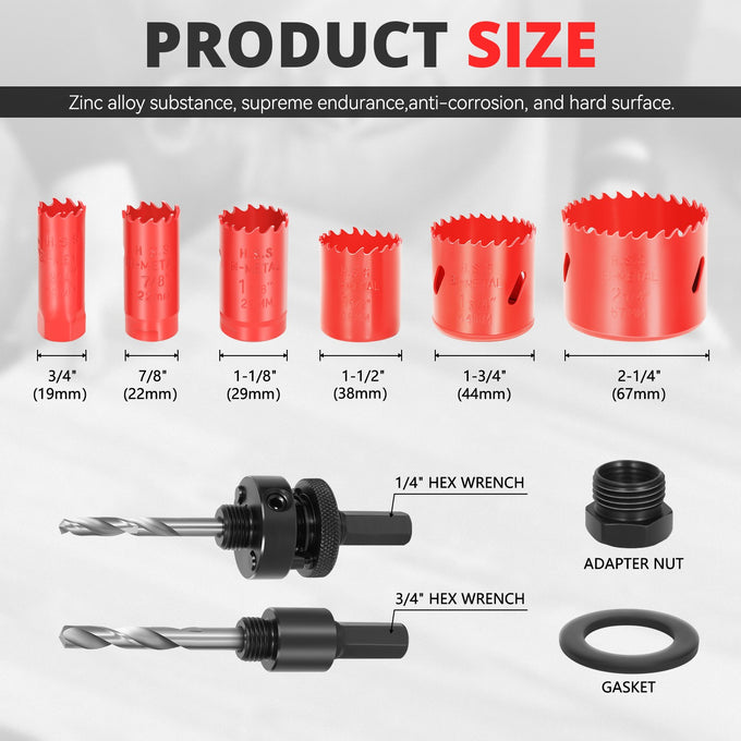 9pc Bi-Metal Hole Saws <br> w/ Storage Management Suitcase
