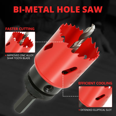 9pc Bi-Metal Hole Saws <br> w/ Storage Management Suitcase