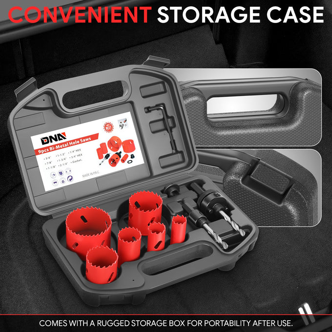 9pc Bi-Metal Hole Saws <br> w/ Storage Management Suitcase
