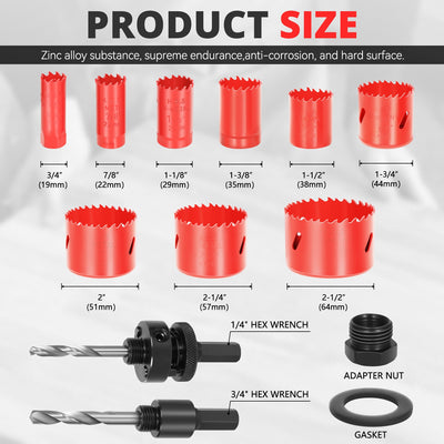 13pc Bi-Metal Hole Saws <br> w/ Storage Management Suitcase
