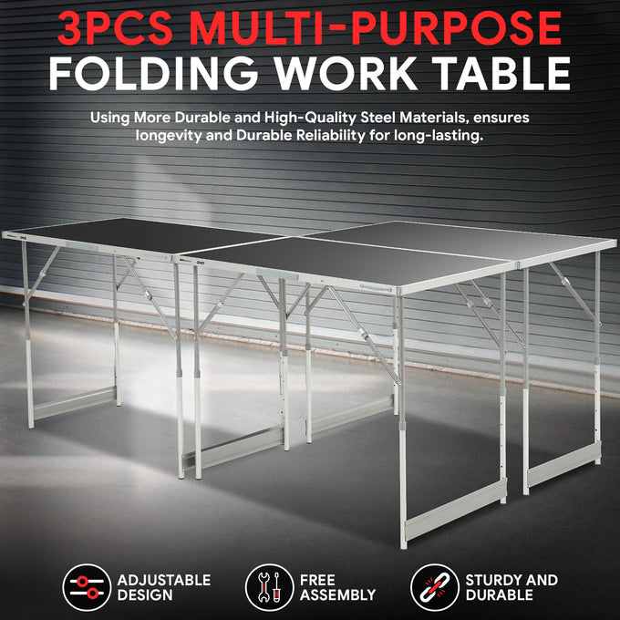 3Pcs 4 Levels Height Adjustment Aluminum Work Bench <BR>39.3 in. L x 23.6 in. W