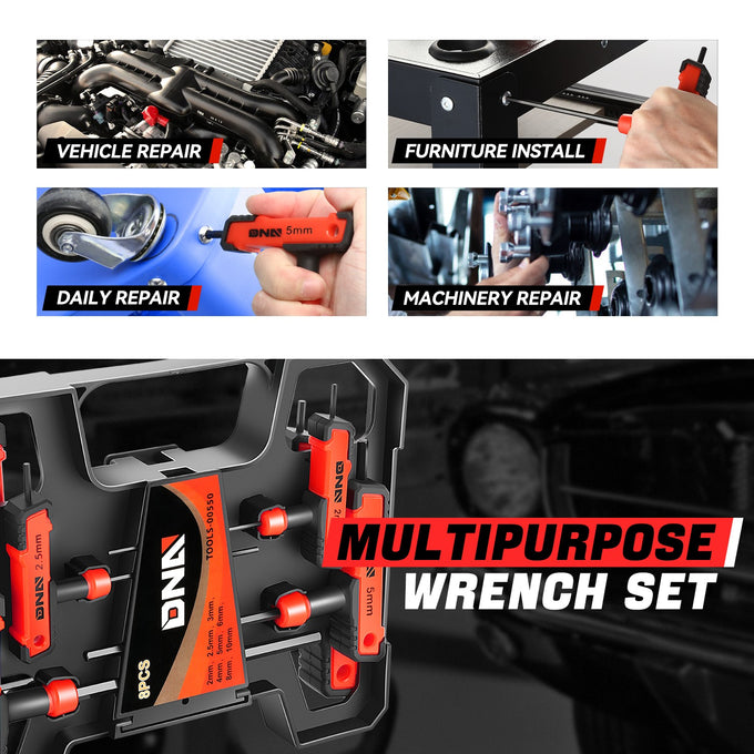 8pc 2-10mm Hex key set[A Variety Of Color Options]<br> w/ Storage Box