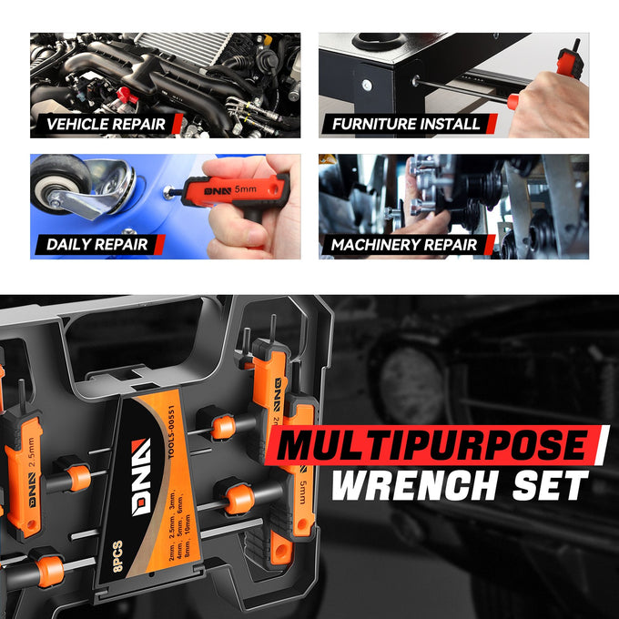 8pc 2-10mm Hex key set[A Variety Of Color Options]<br> w/ Storage Box