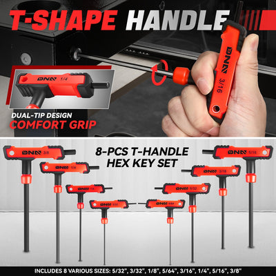 8pc 5/32-3/8 in.Hex key set[A Variety Of Color Options] <br> w/ Storage Box