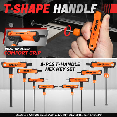 8pc 5/32-3/8 in.Hex key set[A Variety Of Color Options] <br> w/ Storage Box