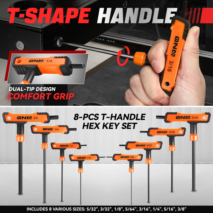 8pc 5/32-3/8 in.Hex key set[A Variety Of Color Options] <br> w/ Storage Box