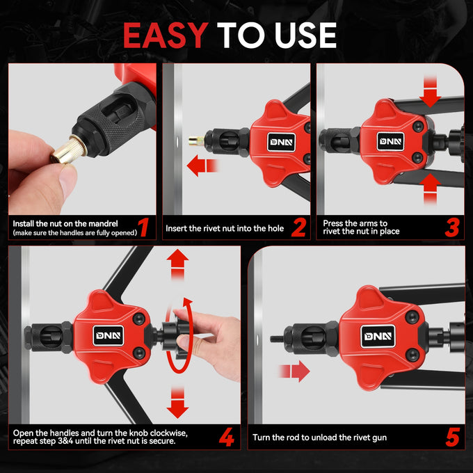 3-in-1 14 in. Wrench Rivet Nut Tool Set <br> w/Storage Box