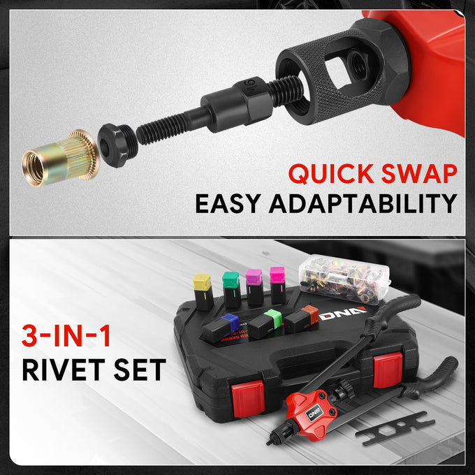3-in-1 14 in. Wrench Rivet Nut Tool Set <br> w/Storage Box