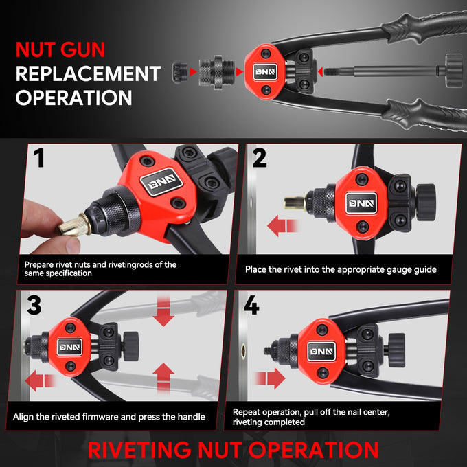 3-in-1 12 in. Wrench Rivet Nut Tool Se <br> 10 x 14 x 3.5 inches