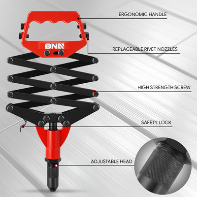 32 in. Folding Hand Rivet Wrench Tool set <br> 12 x 7.5 x 1.8 in.