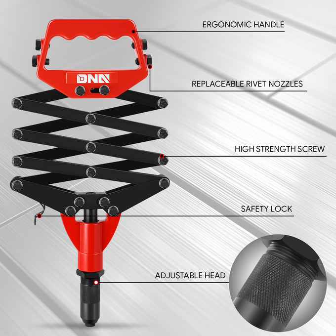 32 in. Folding Hand Rivet Wrench Tool set <br> 12 x 7.5 x 1.8 in.