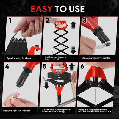 32 in. Folding Hand Rivet Wrench Tool set <br> 12 x 7.5 x 1.8 in.