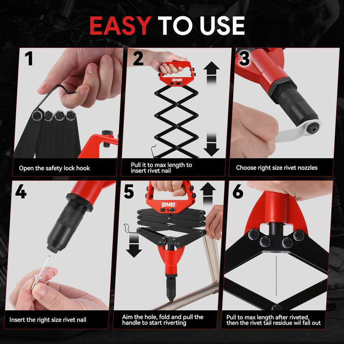 32 in. Folding Hand Rivet Wrench Tool set <br> 12 x 7.5 x 1.8 in.