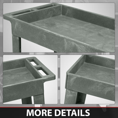 2-Shelf Small Tray Top Rolling Utility Car <br> 34-1/2 in.  L x17-1/2 in. W x33 in. H